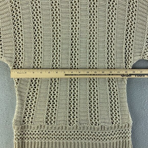 Joseph A Sweater Womens Large Tan Pullover Open Knit Acrylic‎ Short Sleeve Thin - Picture 5 of 8